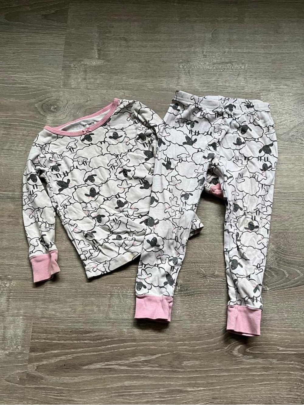 Carter's toddler white & pink sheep pajamas